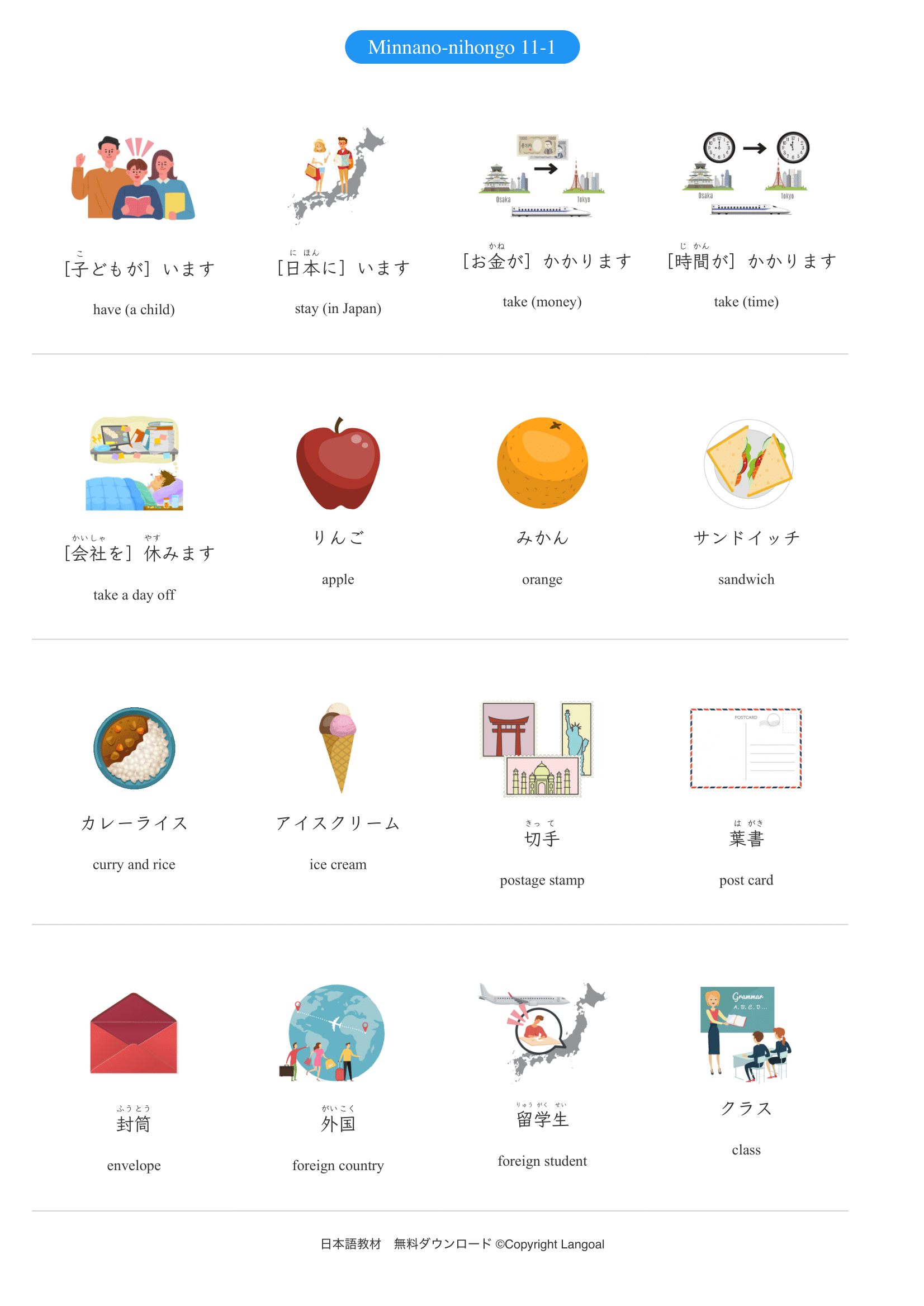 教案&イラスト】みんなの日本語初級 第11課 │ Langoal